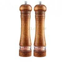 Moedor de Pimenta e Sal Manual Grande de Madeira Natural Pura e Acrílico Transparente