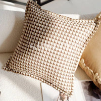 Capa de Almofada Aveludada Bloucle Bordado Fino em Tons Terrosos