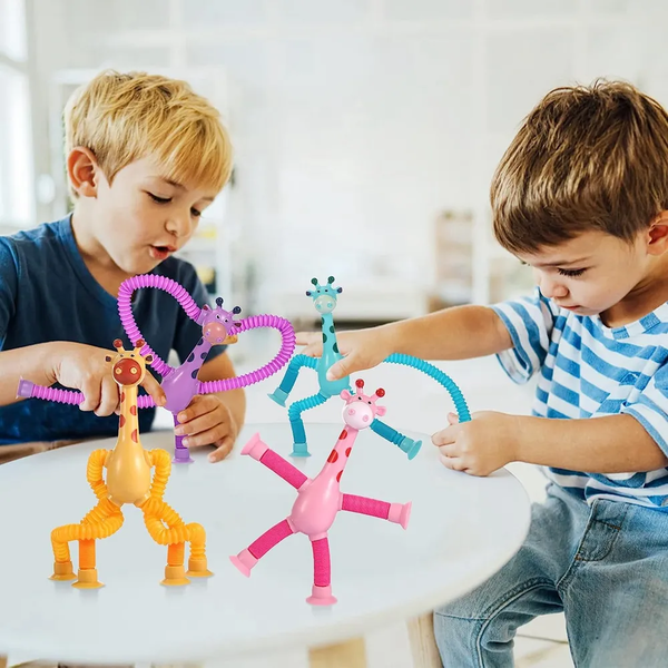 Kit com 4  Giraesticas - Girafas Divertidas e Coloridas com Ventosas