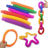Kit com 15 Pop Tubes Sensorial 14cm – Brinquedo Fidget Antiestresse e Educativo