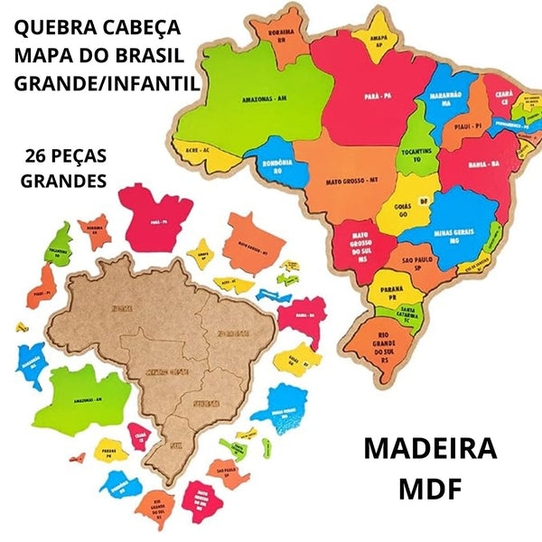 Mapa Do Brasil Quebra Cabeça - Brinquedo Educativo [FRETE GRÁTIS + BRINDE]