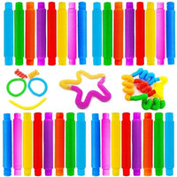 Kit com 15 Pop Tubes Sensorial 14cm – Brinquedo Fidget Antiestresse e Educativo