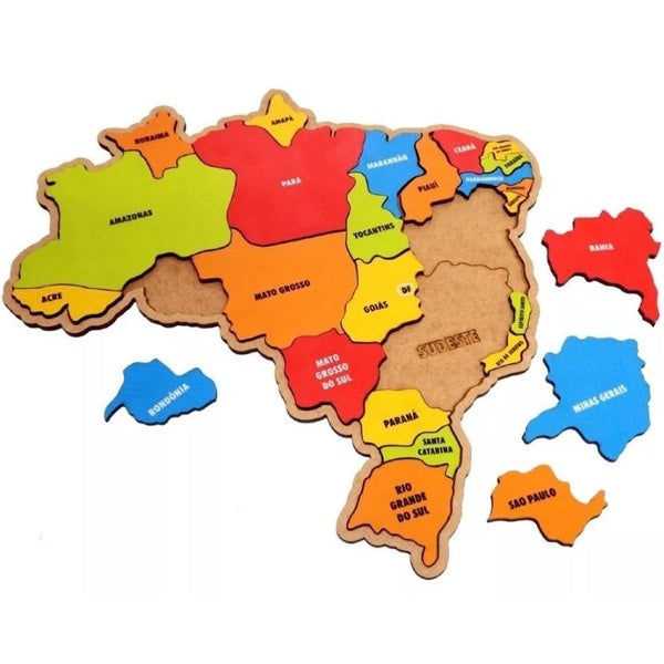 Mapa Do Brasil Quebra Cabeça - Brinquedo Educativo [FRETE GRÁTIS + BRINDE]