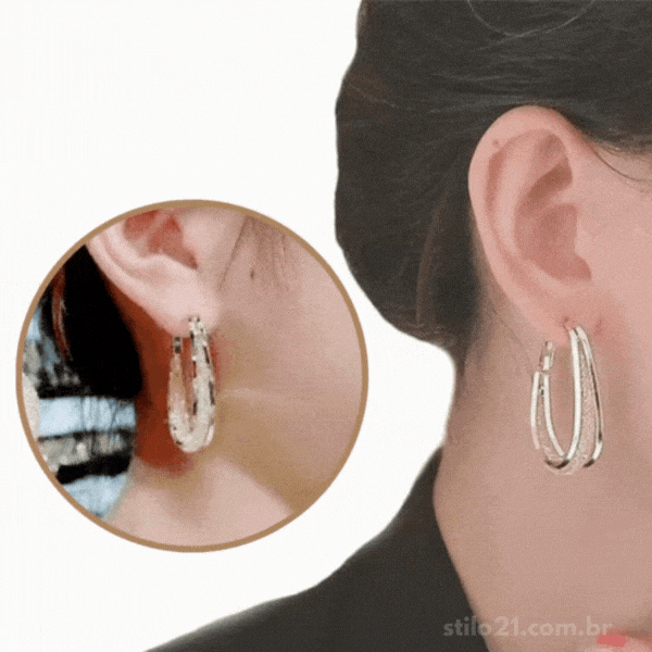 Brinco Argola Zircônia Cravejadas Brilhante - Luxo Stilo21™