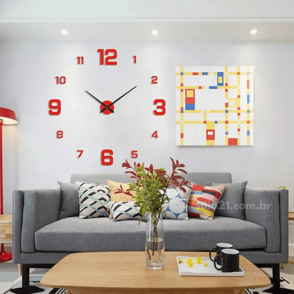 Relógio de Parede Decorativo à Pilha - 3D Lux