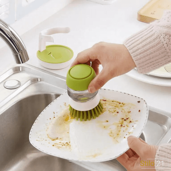Escova de Limpeza com Dispenser de Sabão Multifuncional - Frete Grátis