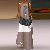 Vestido Longo com Estampa Vintage em Patchwork Feminino - Frete Grátis