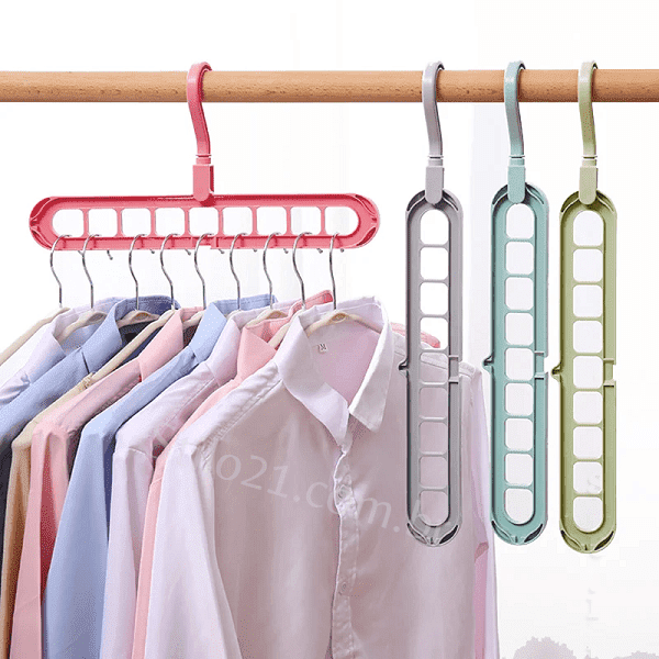 Kit 5 Cabides Mágico 9 Furos Multi Dobrável Organizador -   Frete Grátis