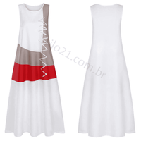 Vestido Longo com Estampa Vintage em Patchwork Feminino - Frete Grátis