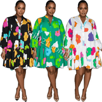 Vestido Midi de Luxo Manga Comprida com Estampa Floral