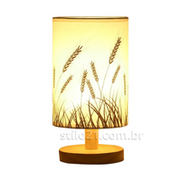 Luminária de Mesa com Cúpula de Linho e Madeira Natural – Produto Exclusivo!