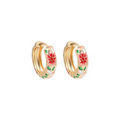 Brincos de Argola em Esmalte Floral Vintage Banhados a Ouro -Rizzys