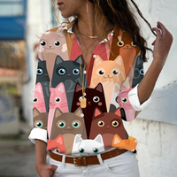 Camisa Feminina Manga Comprida CAT LOVE - [Frete Grátis]