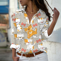 Camisa Feminina Manga Comprida CAT LOVE - [Frete Grátis]