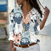 Camisa Feminina Manga Comprida CAT LOVE - [Frete Grátis]