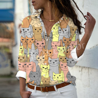 Camisa Feminina Manga Comprida CAT LOVE - [Frete Grátis]