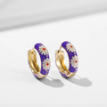 Brincos de Argola em Esmalte Floral Vintage Banhados a Ouro -Rizzys