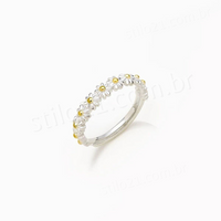 Anel De Margarida Joia Fina Ajustável - Prata S925  [Frete Grátis]